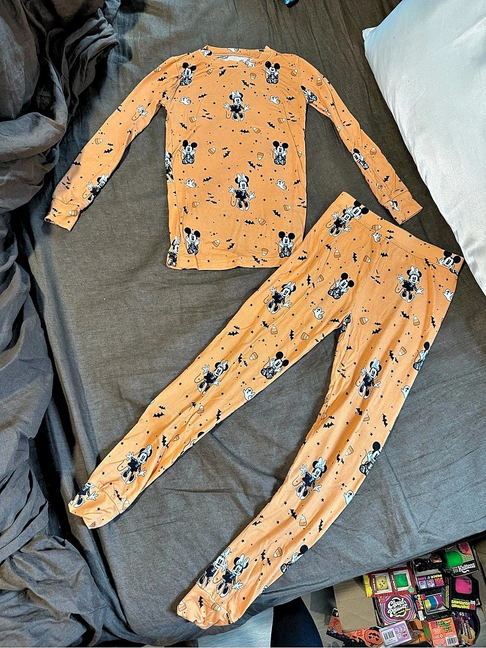 June & Grey Mickey Mouse Halloween Bamboo Pajama Set Pajama Set Orange & Black